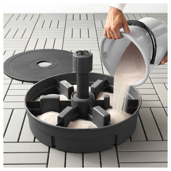 Зонт от солнца с опорой КАРЛСЭ, бежевый, Гритэ темно-серый - фото 3