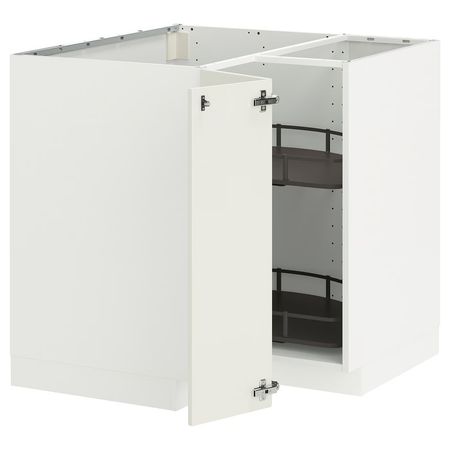 METOD Угловой напольн шкаф с вращающ секц - белый/Veddinge белый 88x88 см