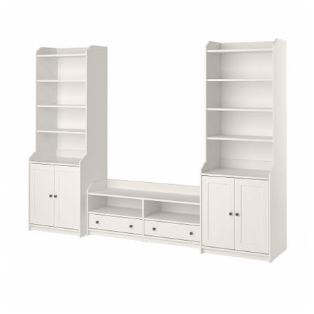 Комбинация для хранения под ТВ, белый, 277x46x199 см IKEA HAUGA ХАУГА 193.879.02