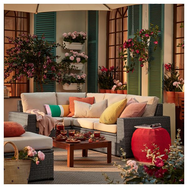 Модульный угловой 3-местный диван, садовый, темно-серый/ФРЁСЁН/ДУВХОЛЬМЕН бежевый IKEA SOLLERÖN СОЛЛЕРОН 592.877.93 - фото 2