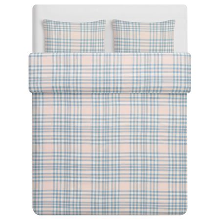 Пододеяльник и 2 наволочки, серый/розовый клетка 200x200/50x70 см IKEA STRIMKLÖVER СТРИМКЛЁВЕР 304.950.09