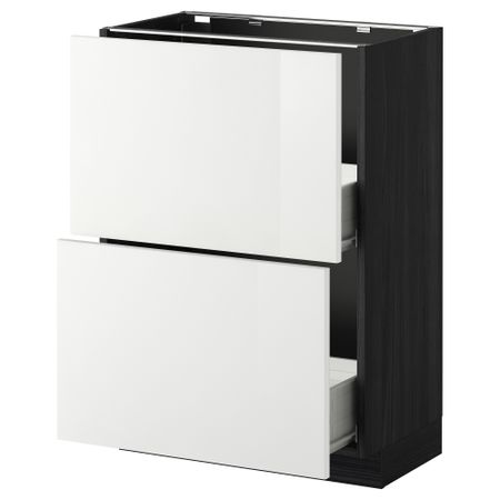Напольный шкаф с 2 ящиками МЕТОД / ФОРВАРА, черный, Рингульт белый