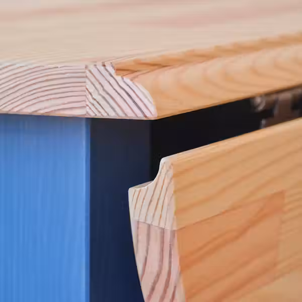 OMMJÄNGE ОММЬЕНГЕ Стол c откидными полами - сосна/морилка синий 134x82 см - фото 3