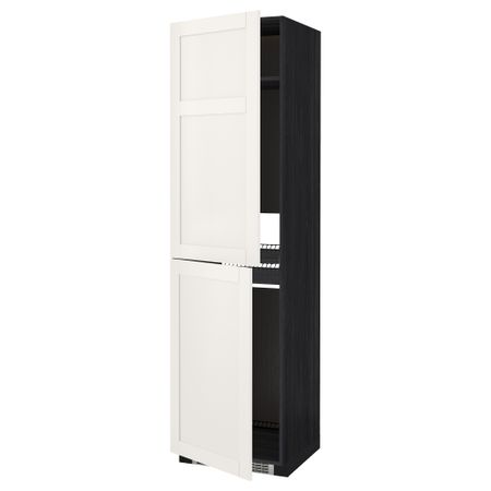 Высокий шкаф для холодильника или морозильника, МЕТОД, черный, Сэведаль белый