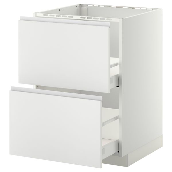 Напольный шкаф под мойку + 2 фронтальных панели, 2 ящика МЕТОД / МАКСИМЕРА, белый, Нодста белый - схема-чертеж с размерами