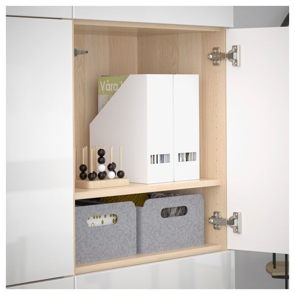 Комбинация для хранения с дверцами БЕСТО, под беленый дуб под беленый дуб, Сельсвикен глянцевый/белый (120x40x192 см) - фото 3