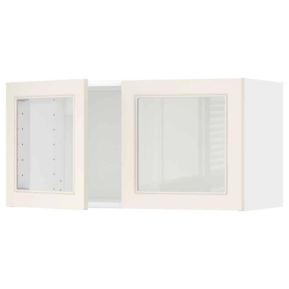 Навесной шкаф с 2 стеклянная дверями МЕТОД, белый, Хитарп белый с оттенком (80x40 см) - схема-чертеж с размерами