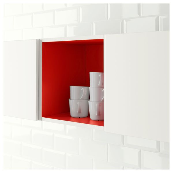 Открытый шкаф ТУТЕМО, белый, красный - схема-чертеж с размерами