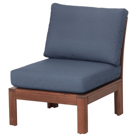 Садовое легкое кресло, коричневая морилка/ФРЁСЁН/ДУВХОЛЬМЕН синий 63x80x84 см IKEA ÄPPLARÖ ЭПЛАРО 492.599.79