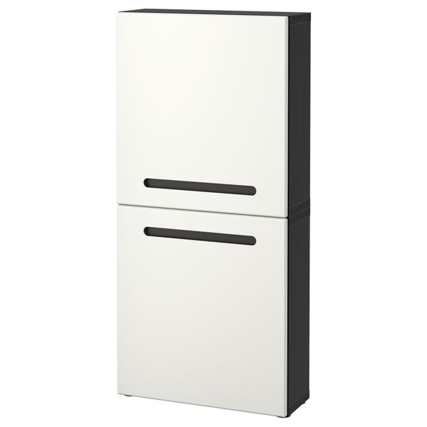 Навесной шкаф с 2 дверями БЕСТО, Марвикен черно-коричневый (60x20x128 см) - схема-чертеж с размерами