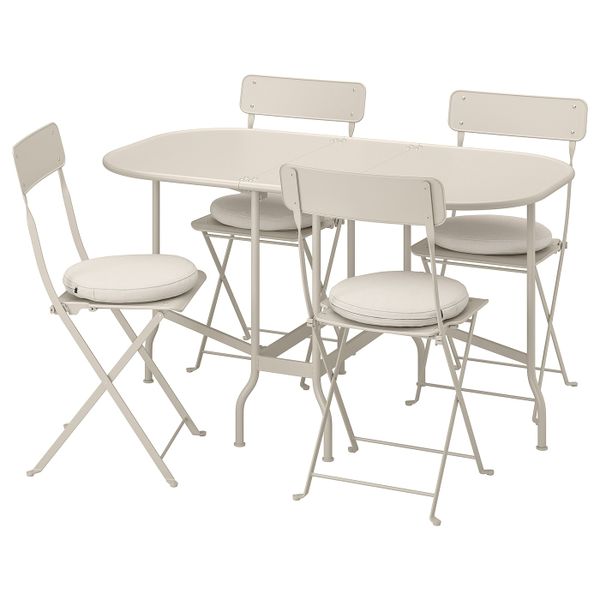 Садовый складной стол + 4 стула, бежевый/ФРЁСЁН/ДУВХОЛЬМЕН бежевый IKEA САЛЬТХОЛЬМЕН 992.709.22 - фото 1