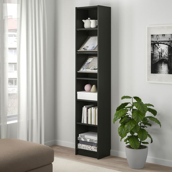 Стеллаж с наклонной полкой, черно-коричневый/бежевый 40x28x202 см IKEA BILLY БИЛЛИ / BOTTNA БОТТНА 592.792.17 - фото 2