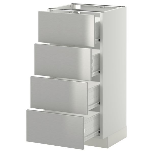 Напольный шкаф 4 фронтальных панели, 4 ящика МЕТОД / ФОРВАРА, белый, Гревста нержавеющ сталь - схема-чертеж с размерами