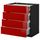 Напольный шкаф, 4 фронтальных панели, 4 ящика МЕТОД / ФОРВАРА, черный, Рингульт красный