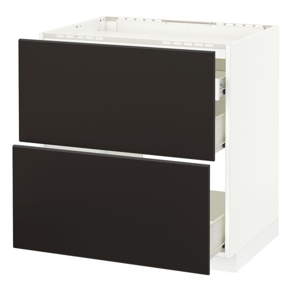 Напольный шкаф, 2 фронтальных панели, 3 ящика МЕТОД / ФОРВАРА, белый, Кунгсбакка антрацит - схема-чертеж с размерами