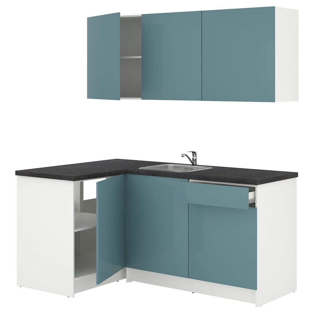 Кухня, глянцевый/синяя бирюза 120x180x220 см IKEA KNOXHULT КНОКСХУЛЬТ 194.244.19 - фото 1