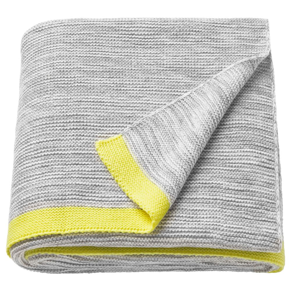 Плед ЛИЗАМАРИ, светло-серый, желтый (130x170 см) - фото 1