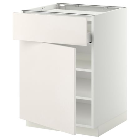 Напольный шкаф для варочной панели, ящик, полка, дверцы МЕТОД / МАКСИМЕРА, белый, Веддинге белый (60x60 см)