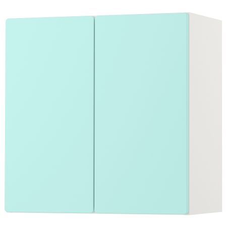 Навесной шкаф, 60x32x60 см, белый бледно-бирюзовый с 1 полкой IKEA SMÅSTAD СМОСТАД 093.899.06