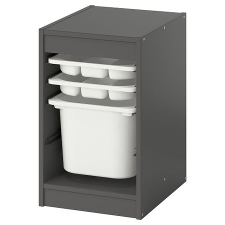 Комбинация с контейнером и лотками, серый-белый, 34x44x56 см IKEA TROFAST ТРУФАСТ 195.733.10