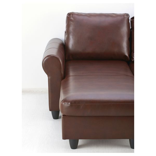 Диван-кровать с козеткой ФИКСХУЛЬТ, Раггиг темно-коричневый, под мрамор - схема-чертеж с размерами