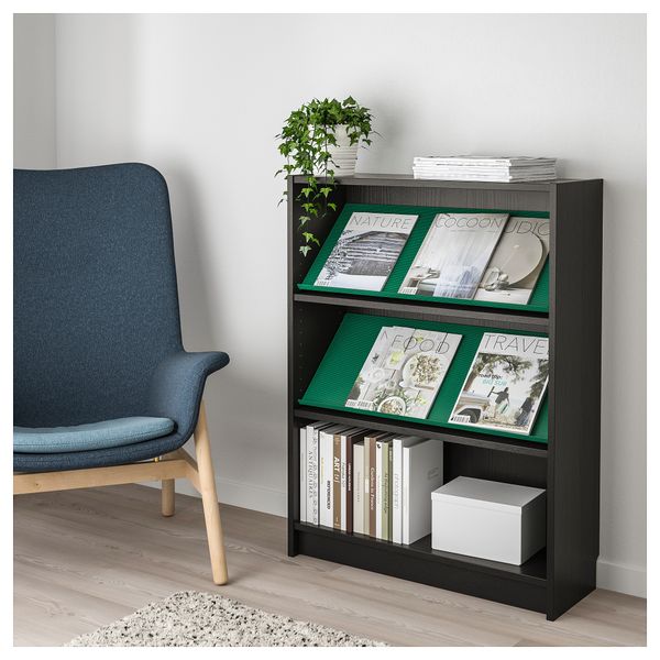 Стеллаж с наклонной полкой БИЛЛИ / БОТТНА, черно-коричневый, зеленый (80x28x106 см) - фото 2