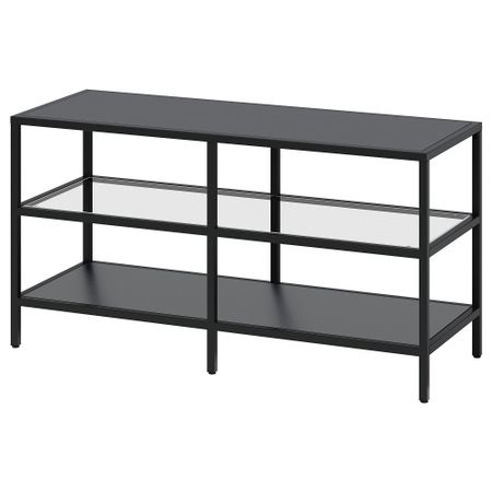 Тумба под ТВ, черно-коричневый, стекло, 100x36x53 см IKEA VITTSJÖ ВИТШЁ 703.034.28