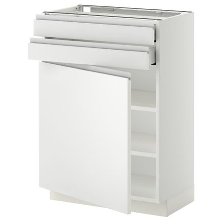 Напольный шкаф с дверцей, 2 ящиками МЕТОД / МАКСИМЕРА, белый, Нодста белый