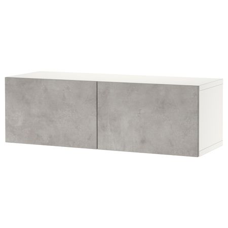 Стеллаж с дверьми, белый/КЭЛЛЬВИКЕН светло-серый 120x42x38 см IKEA BESTÅ БЕСТО 894.419.53