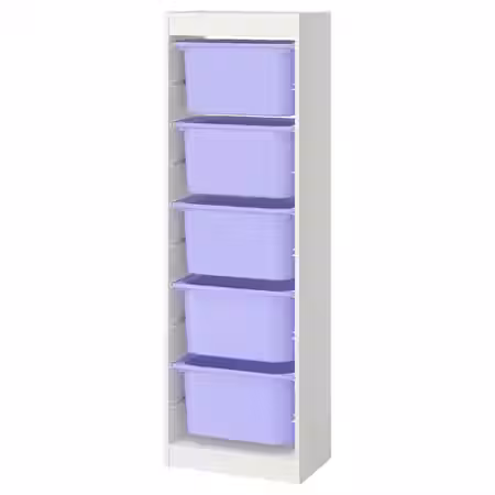 TROFAST Комбинация д/хранения+контейнеры - белый/сиреневый 46x30x145 см