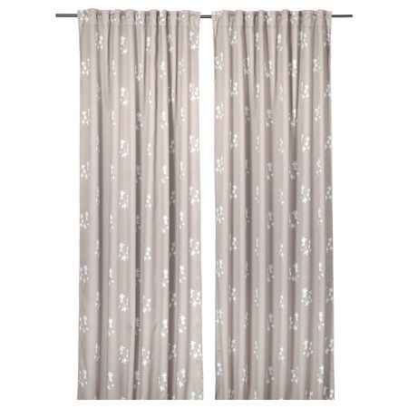 Затемняющие гардины, 2 шт., с цветочным орнаментом/бежевый 145x300 см IKEA RAGGDRABA РАГГДРАБА 504.840.95