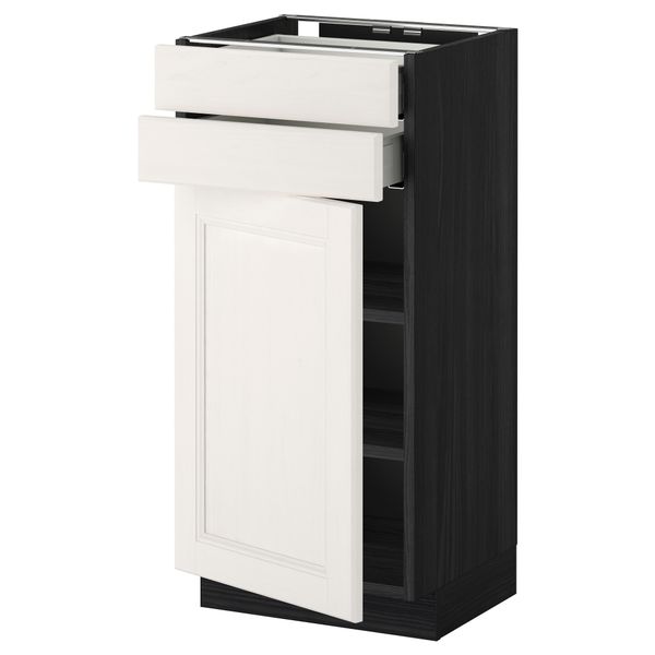 Напольный шкаф с дверцей, 2 ящиками МЕТОД / МАКСИМЕРА, черный, Лаксарби белый - схема-чертеж с размерами