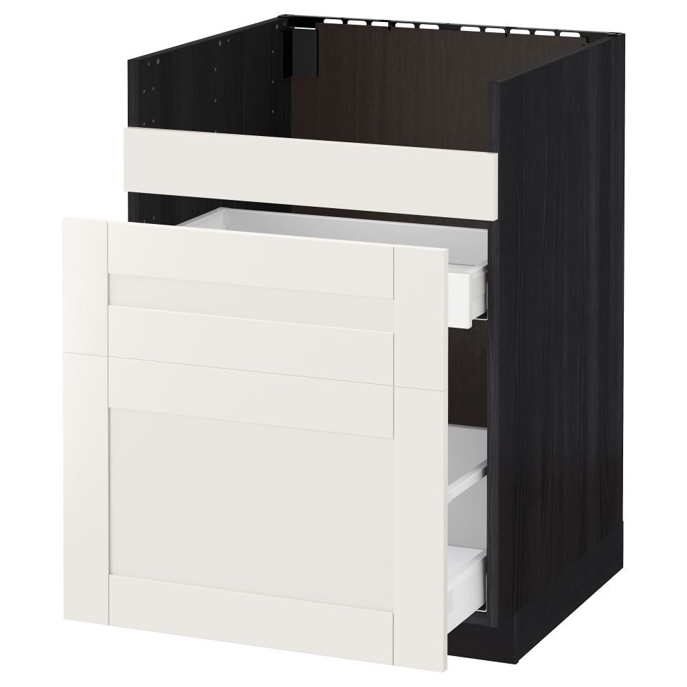 Напольный шкаф под мойку ДУМШЁ, 3 фасада, 2 ящика МЕТОД / МАКСИМЕРА, черный, Сэведаль белый - схема-чертеж с размерами