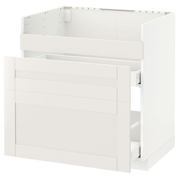 Напольный шкаф для мойки ХАВСЕН/3фасада/2ящ, белый Максимера/Сэведаль белый 80x60 см IKEA METOD МЕТОД 692.805.31 - фото 1