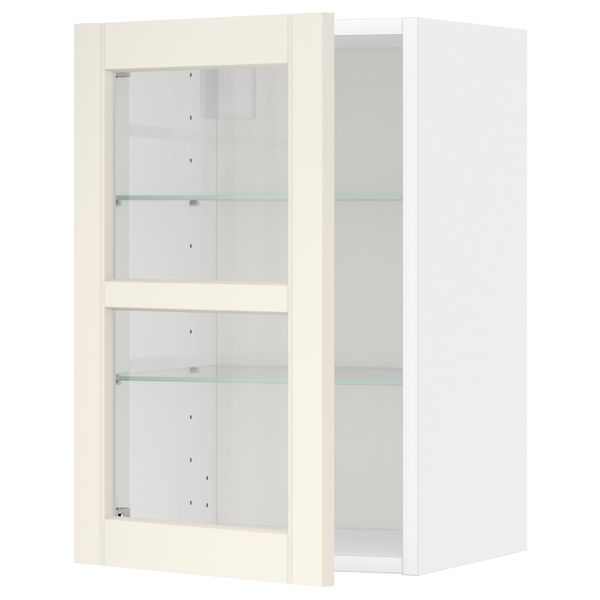 Навесной шкаф с полками, стекляными дв, белый/Хитарп белый с оттенком 40x60 см IKEA METOD МЕТОД 792.404.22 - схема-чертеж с размерами