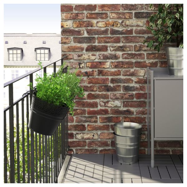 Ящик для цветов с держателем СКУРАР, д/дома/улицы, черный (51x19 см) - фото 3