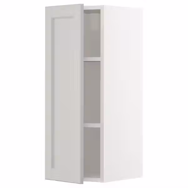 METOD Навесной шкаф с полками - белый/Lerhyttan светло-серый 30x80 см - фото 1
