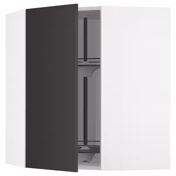 METOD Углов навесн шкаф с вращающ секцией - белый/Nickebo матовый антрацит 68x80 см - фото 1