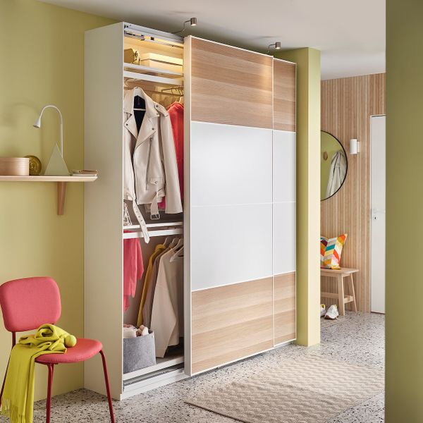 Гардероб, комбинация, белый/под беленый дуб 200x44x236 см IKEA PAX ПАКС / MEHAMN МЕХАМН 493.856.14 - фото 2