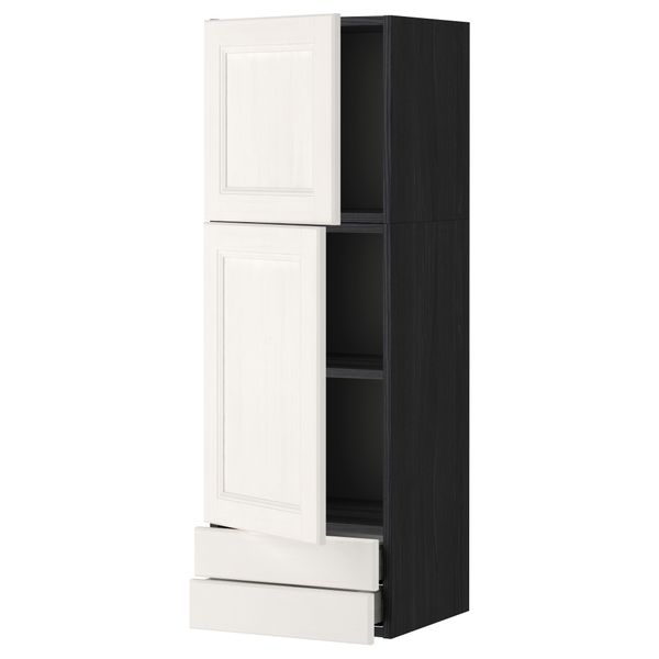 Навесной шкаф, 2 дверцы, 2 ящика МЕТОД / МАКСИМЕРА, черный, Лаксарби белый - фото 1
