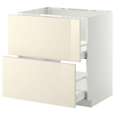 Напольный шкаф под мойку + 2 фронтальных панели, 2 ящика МЕТОД / МАКСИМЕРА, белый, Рингульт кремовый