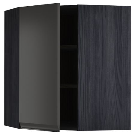 Угловой навесной шкаф с полками, черный, Upplöv матовый антрацит, 68x80 см IKEA METOD МЕТОД 694.953.05