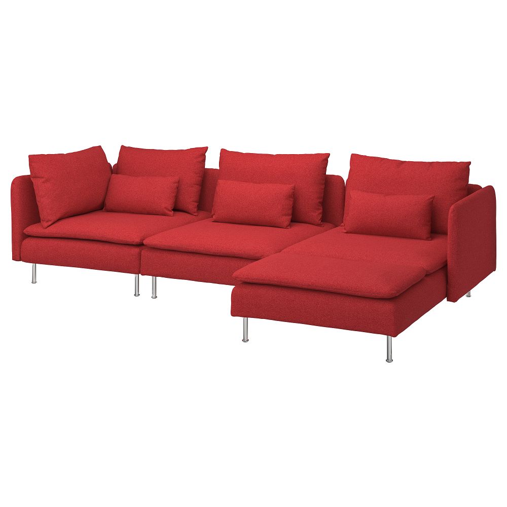 4-местный диван, с козеткой, Tonerud красный IKEA SÖDERHAMN 395.144.52 - фото 1