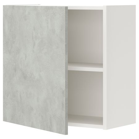 Навесной шкаф с 1 полкой, дверцей, 60x32x60 см, белый, под бетон IKEA BEGIVENHET БЕГИВЕНХЕТ 293.210.10