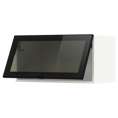 Навесной горизонтальный шкаф/дверца, белый/Ютис дымчатое стекло 80x40 см IKEA METOD МЕТОД 893.939.14