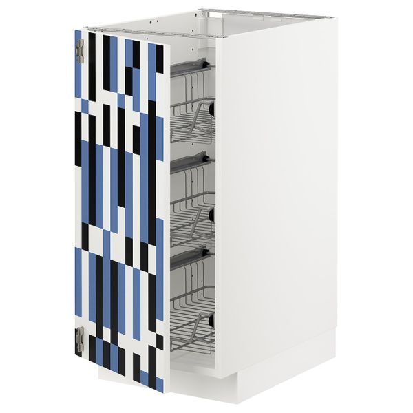 Напольный шкаф с проволочные ящиками, белый, Иттербин с печатным рисунком 40x60 см IKEA МЕТОД 092.869.94 - схема-чертеж с размерами