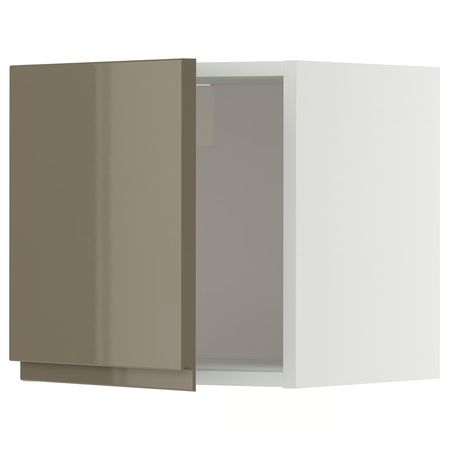 METOD Навесной шкаф - белый/Voxtorp глянцевый темный серо-коричневый 40x40 см