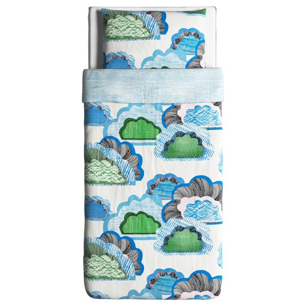 Пододеяльник и 1 наволочка ДОФТРЭНКА, белый, разноцветный - схема-чертеж с размерами