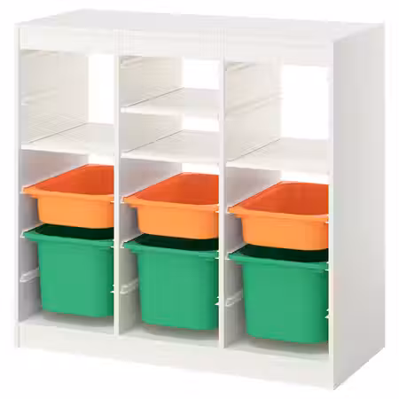 TROFAST Комбинация д/хранения - ширма белый/светло-оранжевый ярко-зеленый 99x44x94 см
