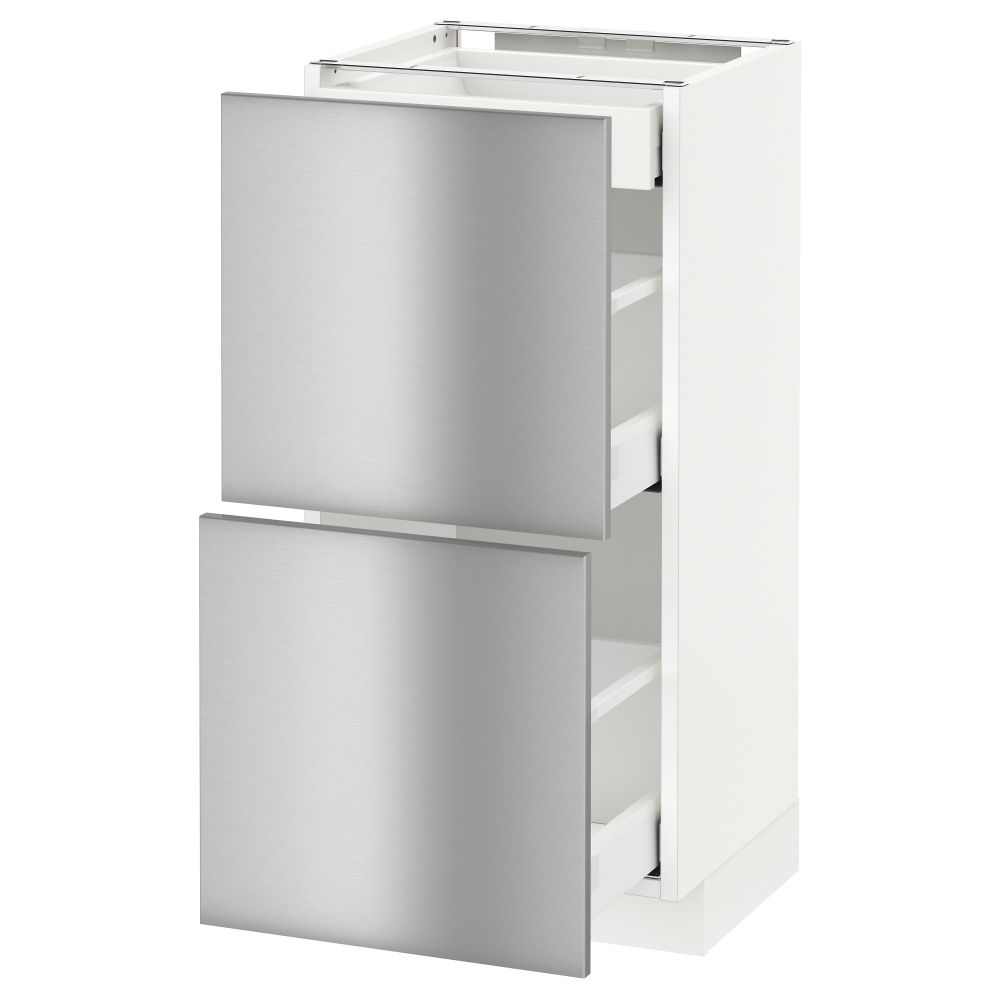 Напольный шкаф, 2 фасада, 3 ящика МЕТОД / МАКСИМЕРА, белый, Гревста нержавеющ сталь - схема-чертеж с размерами